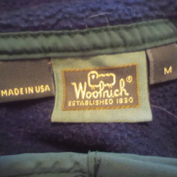 Woolrich Fleece Pullover Jacket sz M Dark Blue Snap Collar - Picture 7 of 7